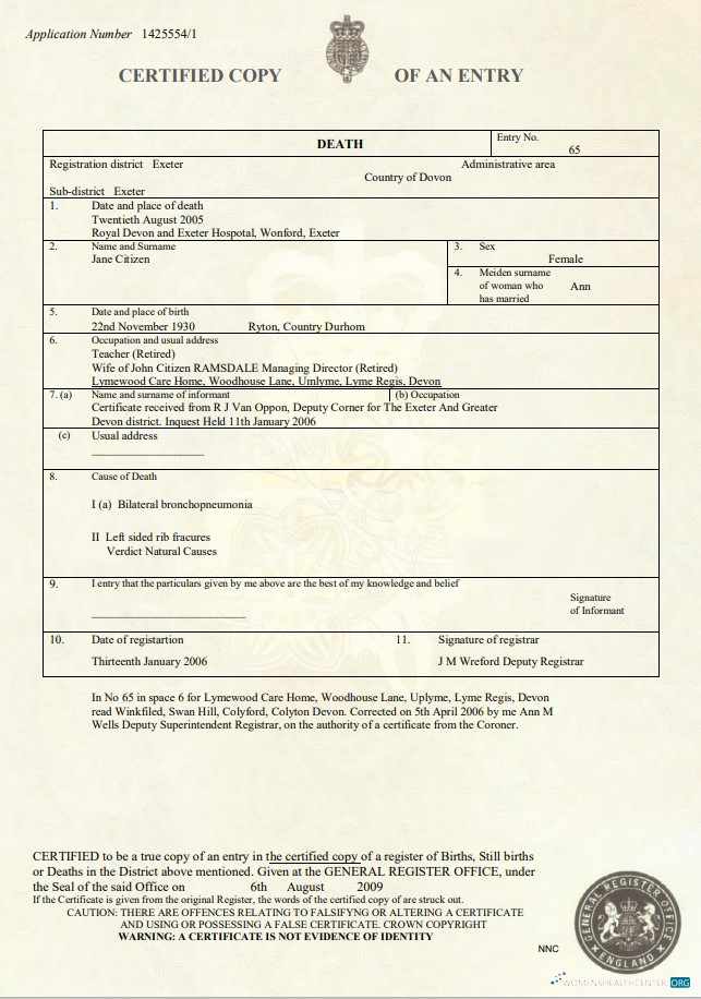 Download United Kingdom death certificate template in Word and PDF format Photoshop template